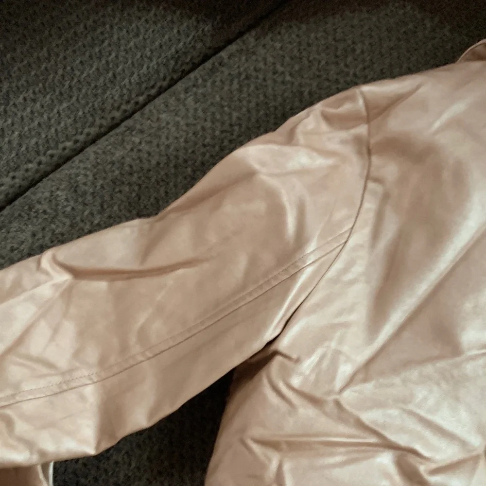 Place Metallic Rose Gold Faux Leather Sherpa Jacket